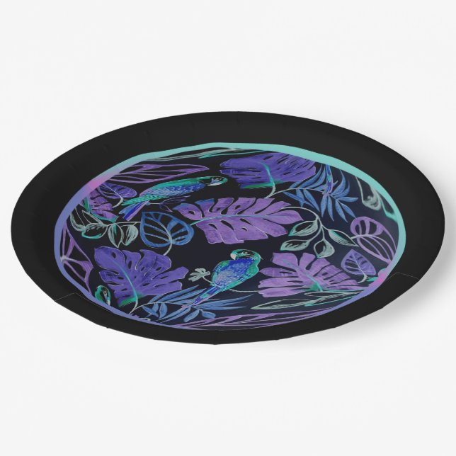 Tropical Parrot Paradise Paper Plates 2 (Angled)