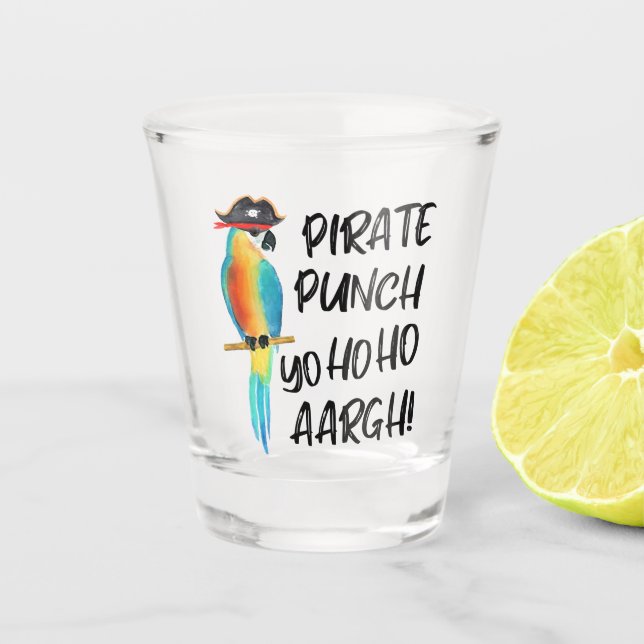 Tropical Parrot Pirate Punch Funny Shot Glass (Front)