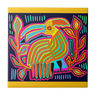 Tropical Parrot - Red Orange Yellow Blue Tile