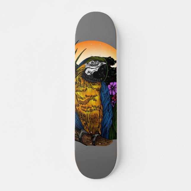 Tropical Parrot Skateboard (Front)
