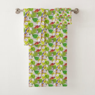 Tropical Parrots Bath Towel Set