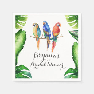 Tropical Parrots Birds & Leaves Birthday Party Napkin