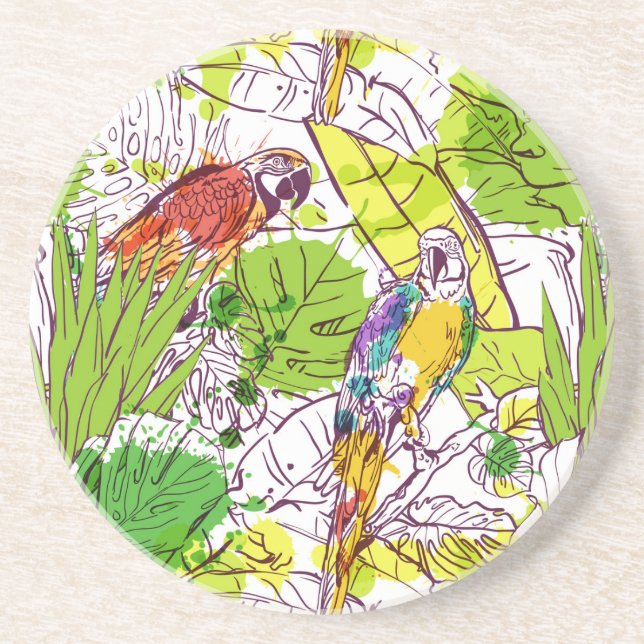 Tropical Parrots Coaster (Front)