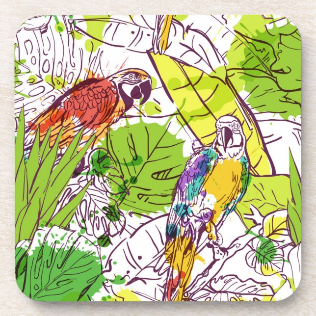 Tropical Parrots Coaster (Front)