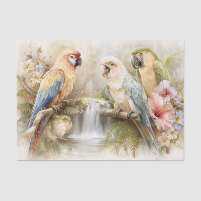 Tropical Parrots Decoupage Tissue Paper (Front)