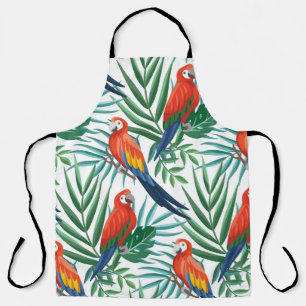 Tropical Parrots: Lush Palm Seamless Apron