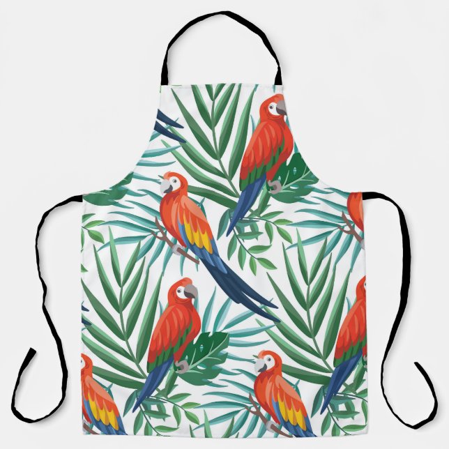 Tropical Parrots: Lush Palm Seamless Apron (Front)
