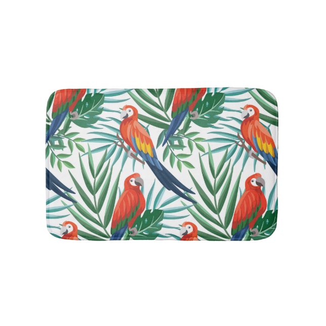Tropical Parrots: Lush Palm Seamless Bath Mat (Front)