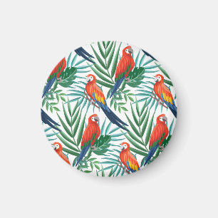 Tropical Parrots: Lush Palm Seamless Magnet