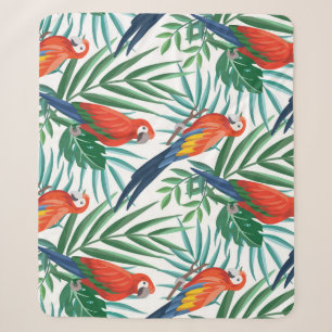 Tropical Parrots: Lush Palm Seamless Sherpa Blanket