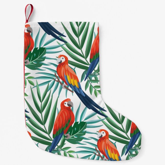 Tropical Parrots: Lush Palm Seamless Small Christmas Stocking (Front)
