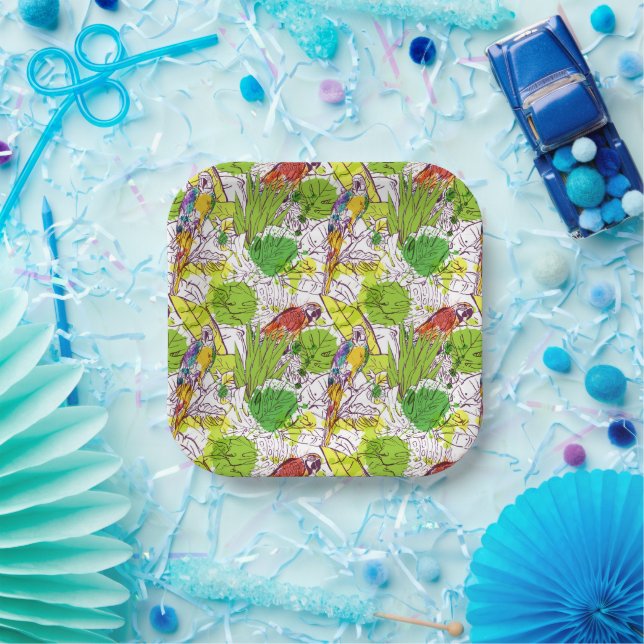 Tropical Parrots Paper Plate (Party)