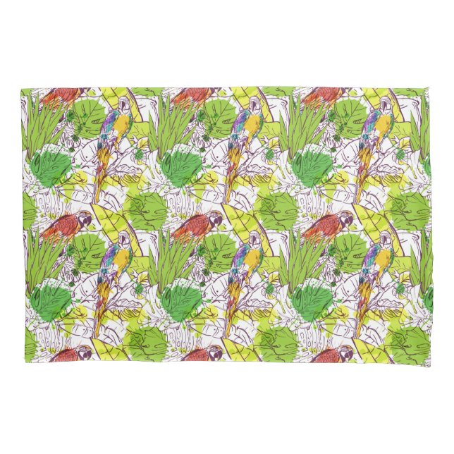Tropical Parrots Pillowcase (Front-Left)