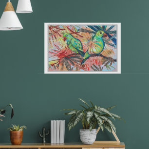 Tropical Parrots Poster
