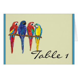 Tropical Parrots Table Number tent card