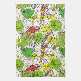 Tropical Parrots Tea Towel