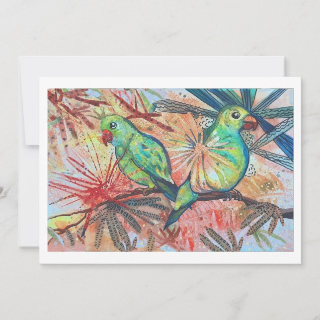 Tropical Parrots Thank You Card (Front)
