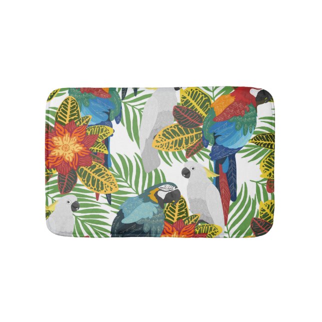 Tropical parrots, vintage seamless pattern. bath mat (Front)