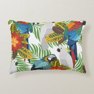 Tropical parrots, vintage seamless pattern. decorative cushion