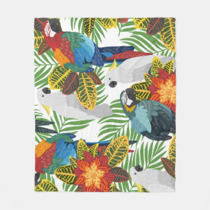 Tropical parrots, vintage seamless pattern. fleece blanket