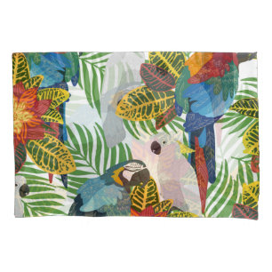 Tropical parrots, vintage seamless pattern. pillowcase