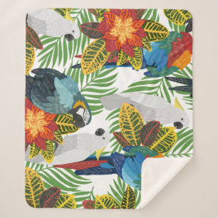 Tropical parrots, vintage seamless pattern. sherpa blanket