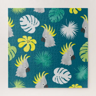 Tropical Parrots: Watercolor Summer Scene Jigsaw Puzzle