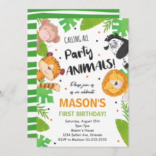 Tropical Party Animals Safari Jungle Invitation