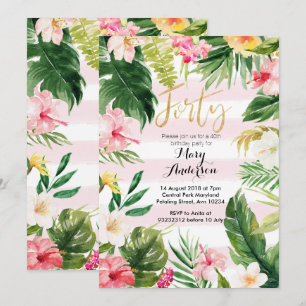 Tropical party forty 40th Birthday Invitation