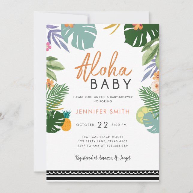 Tropical Party Luau Aloha Cuban Baby Shower Invitation (Front)