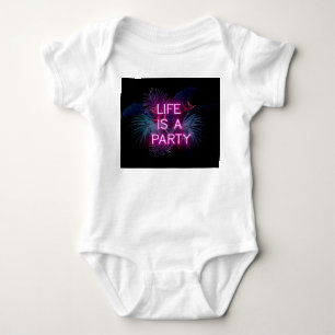 Tropical party, neon palm leaves. baby bodysuit