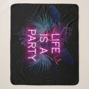 Tropical party, neon palm leaves. sherpa blanket