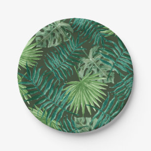 Tropical Party Palm Leaves Beach Wedding Paper Plate
