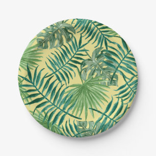 Tropical Party Palm Leaves Beach Wedding Paper Plate