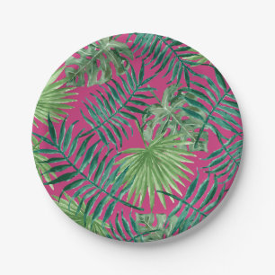 Tropical Party Palm Leaves Beach Wedding Paper Plate