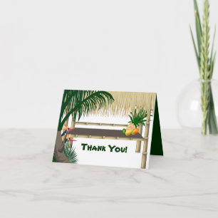 Tropical Party Tiki Hut Thank You Note Card