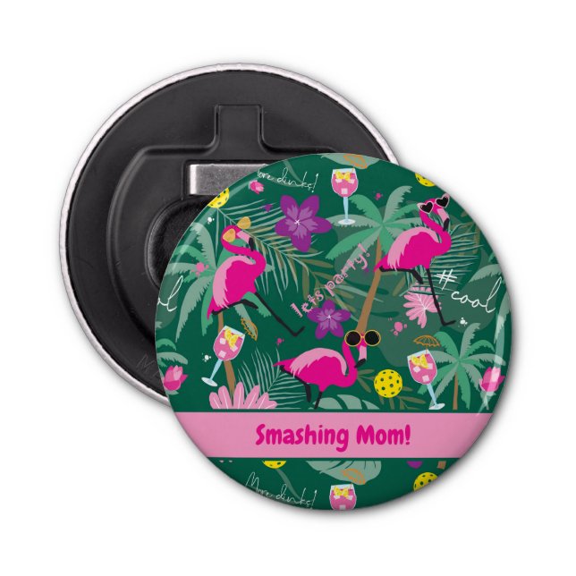 🤩Tropical party with pickleball, custom text  Bottle Opener (Front)