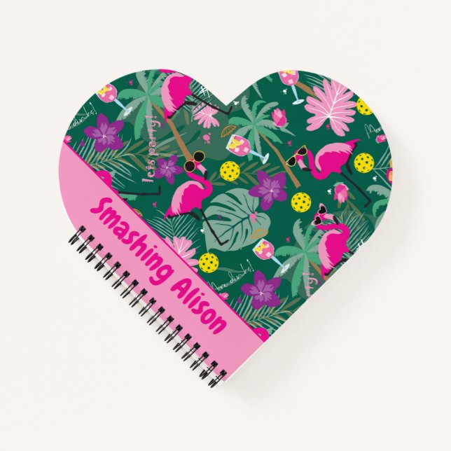 🤩Tropical party with pickleball, custom text  Notebook (Front)