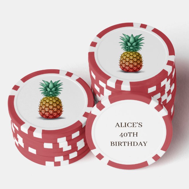 Tropical party with pineapple poker chips (Stack)