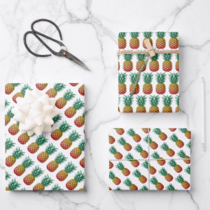 Tropical party with retro pineapple wrapping paper sheet