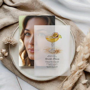 Tropical Passionfruit Cocktail Beach Bridal Shower Vellum Invitations