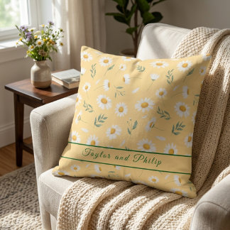 Tropical Pastel Daisy Floral Pattern Outdoor Cushion