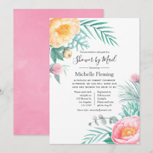 Tropical Pastel Floral Baby Shower by Mail Invitation
