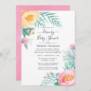 Tropical Pastel Floral Drive By Shower Invitation