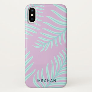 tropical pastel foliage monogram iPhone x case