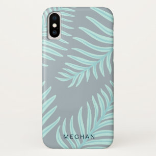 tropical pastel foliage monogram iPhone x case