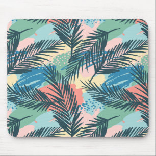 Tropical Pastel Leaf Pattern Mouse Mat