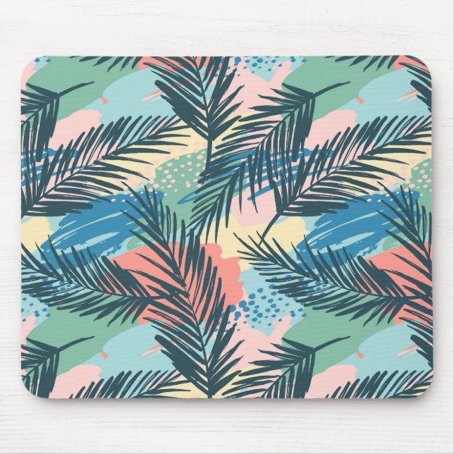 Tropical Pastel Leaf Pattern Mouse Mat (Front)