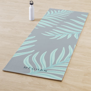 Tropical Pastel Leaves Monogram Yoga Mat