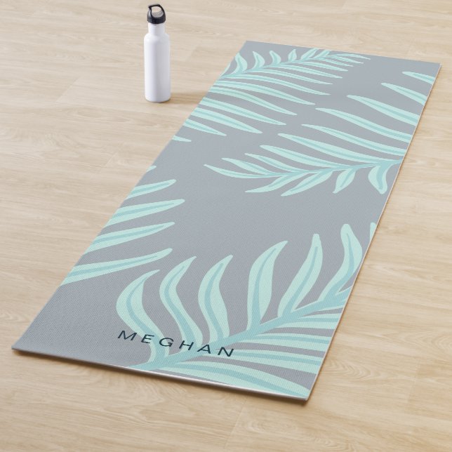 Tropical Pastel Leaves Monogram Yoga Mat (In Situ)